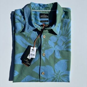 NEW Quicksilver Waterman Collection Comfort Hawaiian Floral Shirt Men's L